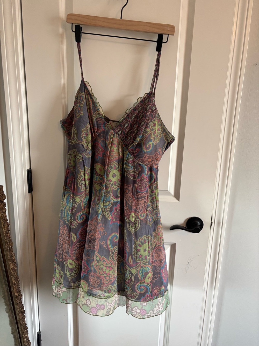 Floral Paisley Mini Slip Dress in Multicolor